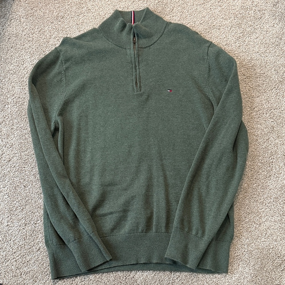 Tommy Hilfiger Men's Olive Zip-Up Sweater